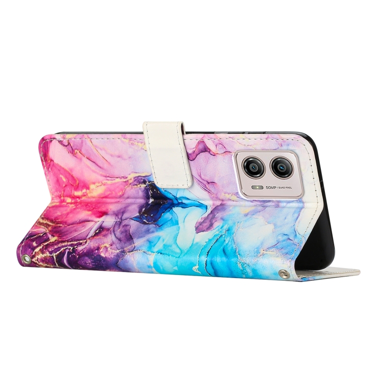 ART MARBLE Ovitek Za Denarnico S Paščkom Motorola Moto G13 / G23 / G53 5G PURPLE BLUE