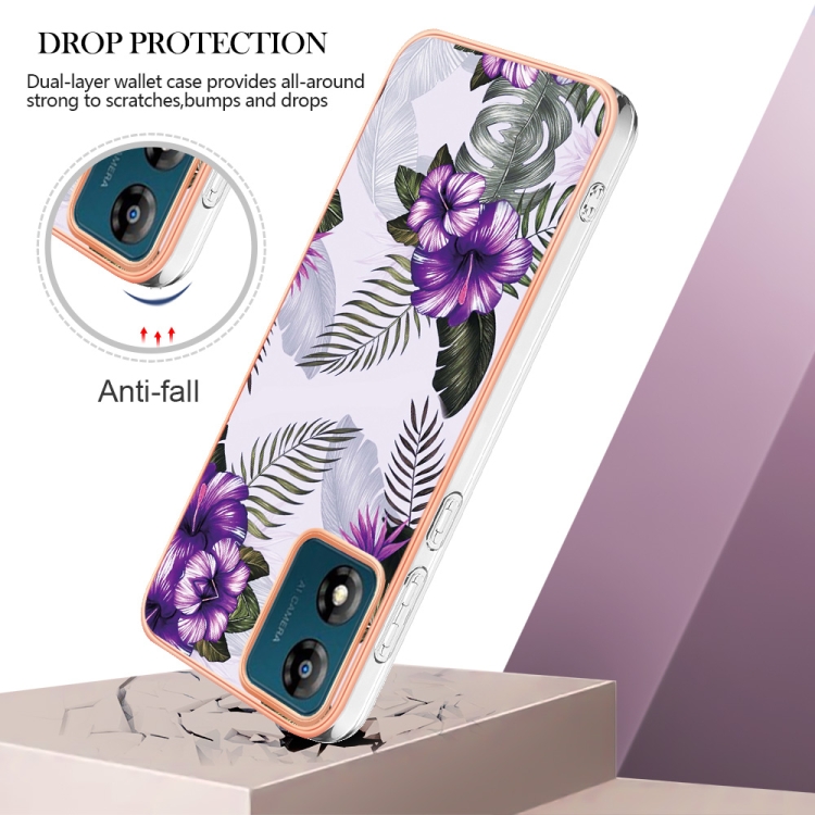 IMD MARBLE Zaščitni Pokrov Za Motorola Moto E13 PURPLE FLOWER