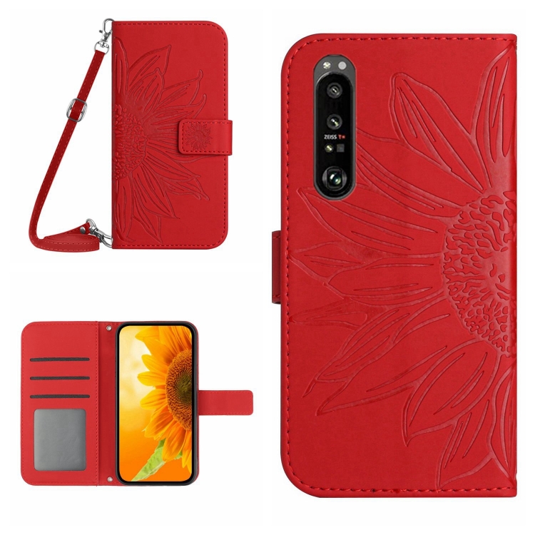 ART SUNFLOWER Etui Denarnica Z Vrvico Za Sony Xperia 1 VI Rdeč