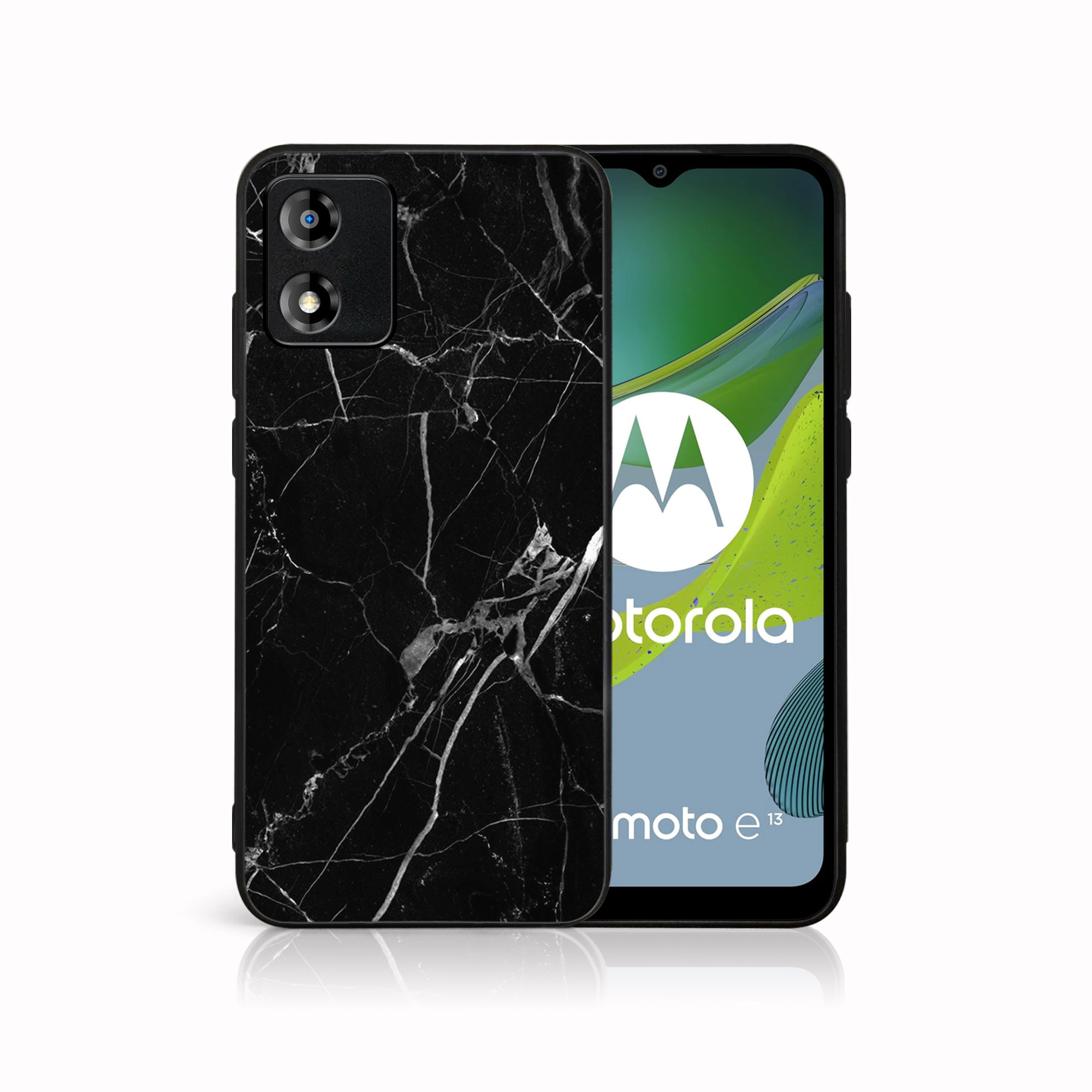 MY ART Zaščitni Pokrov Za Motorola Moto E13 BLACK MARBLE (142)