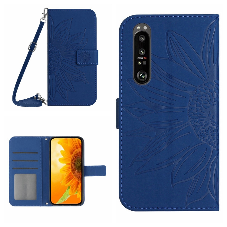 ART SUNFLOWER Etui Denarnica Z Vrvico Za Sony Xperia 1 VI Modra