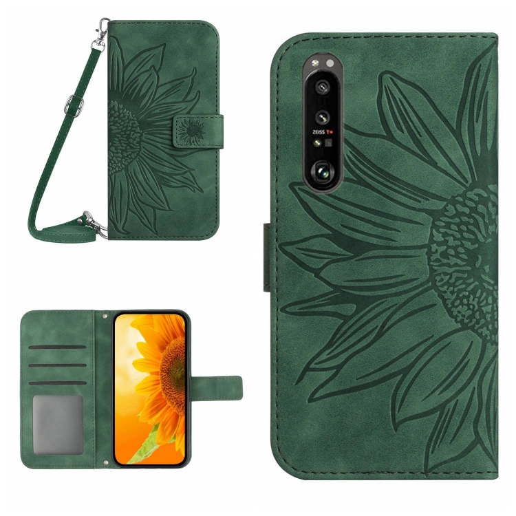 ART SUNFLOWER Ovitek Za Denarnico Z Vrvico Za Sony Xperia 1 VI Zelen